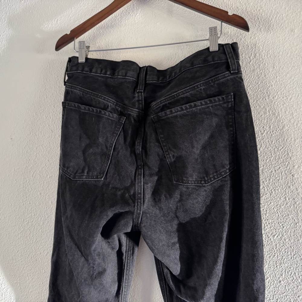 OLD NAVY Sky-Hi Straight Jeans Size 12 Extra High Rise Black Raw Hem Button Fly - Picture 6 of 16